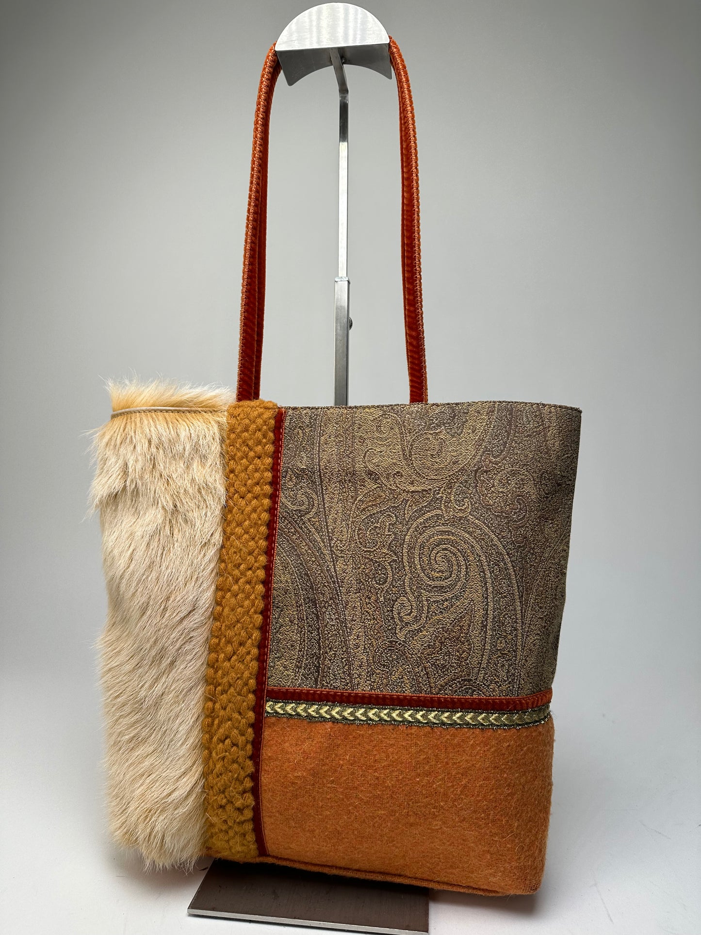 Vintage Etro Milano Patchwork Fabric Tote Bag Multicolor