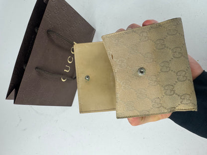 Vintage Gucci Monogram Leatjer Jackie Wallet Beige