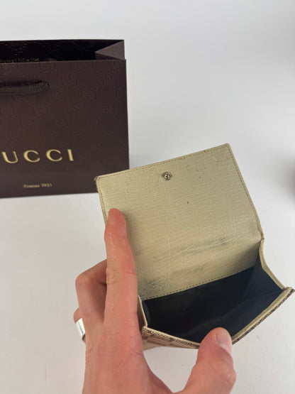 Vintage Gucci Leather / monogram wallet beige white orange