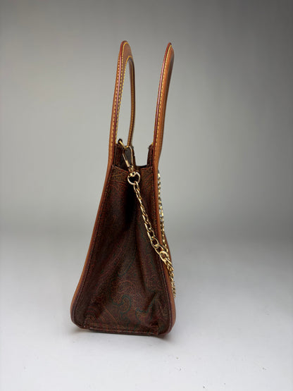Vintage Etro Paisley Print Structured Top-Handle Bag Late 1990s Multicolor