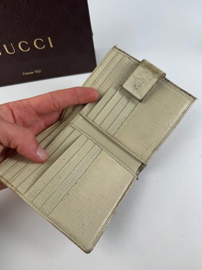 Vintage Gucci Leather / monogram wallet beige white orange