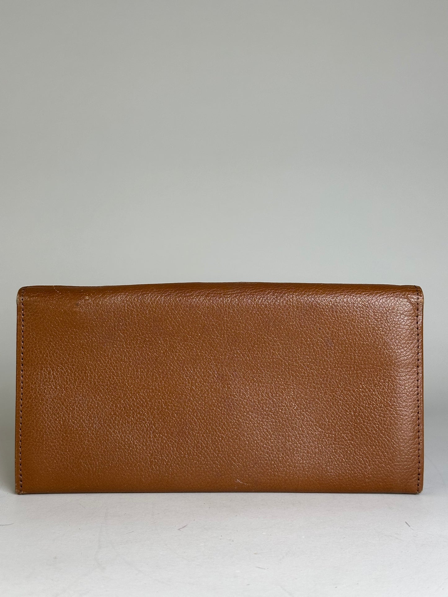 Vintage Yves Saint Laurent Leather Wallet Brown Gold-tone Clasp