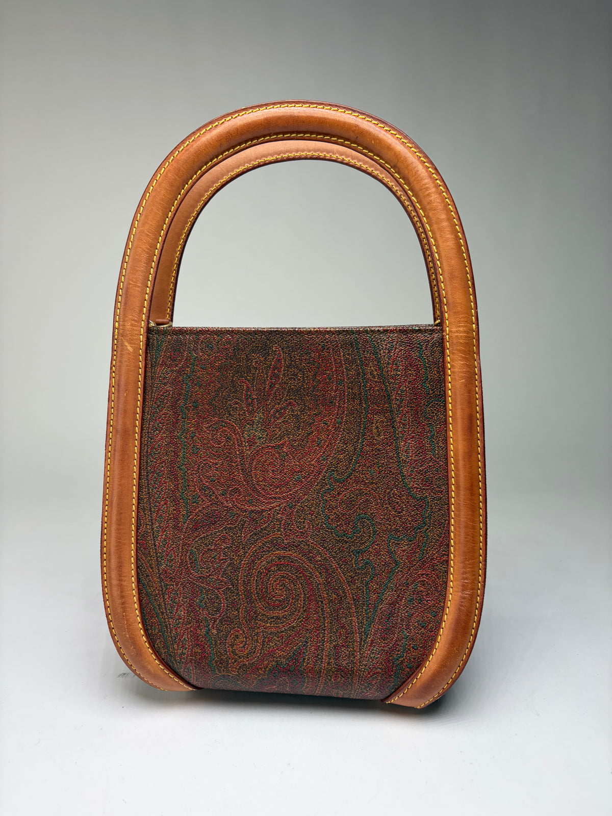Vintage Etro Paisley Print Structured Top-Handle Bag Late 1990s Multicolor