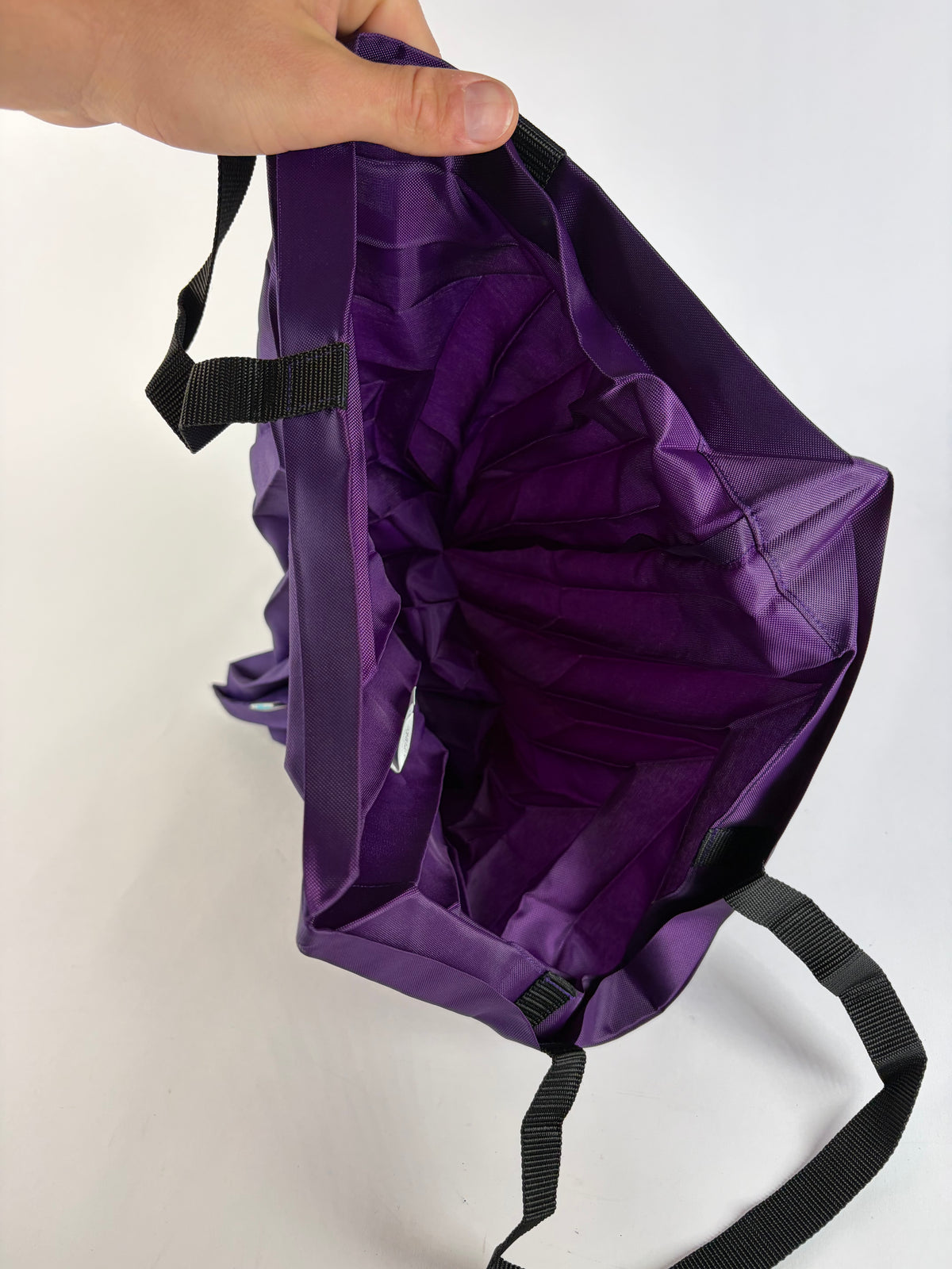 Vintage Issey Miyake Polyester Tote Purple Black Webbing