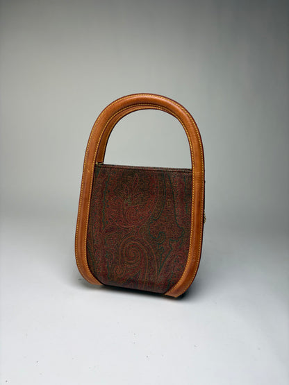 Vintage Etro Paisley Print Structured Top-Handle Bag Late 1990s Multicolor