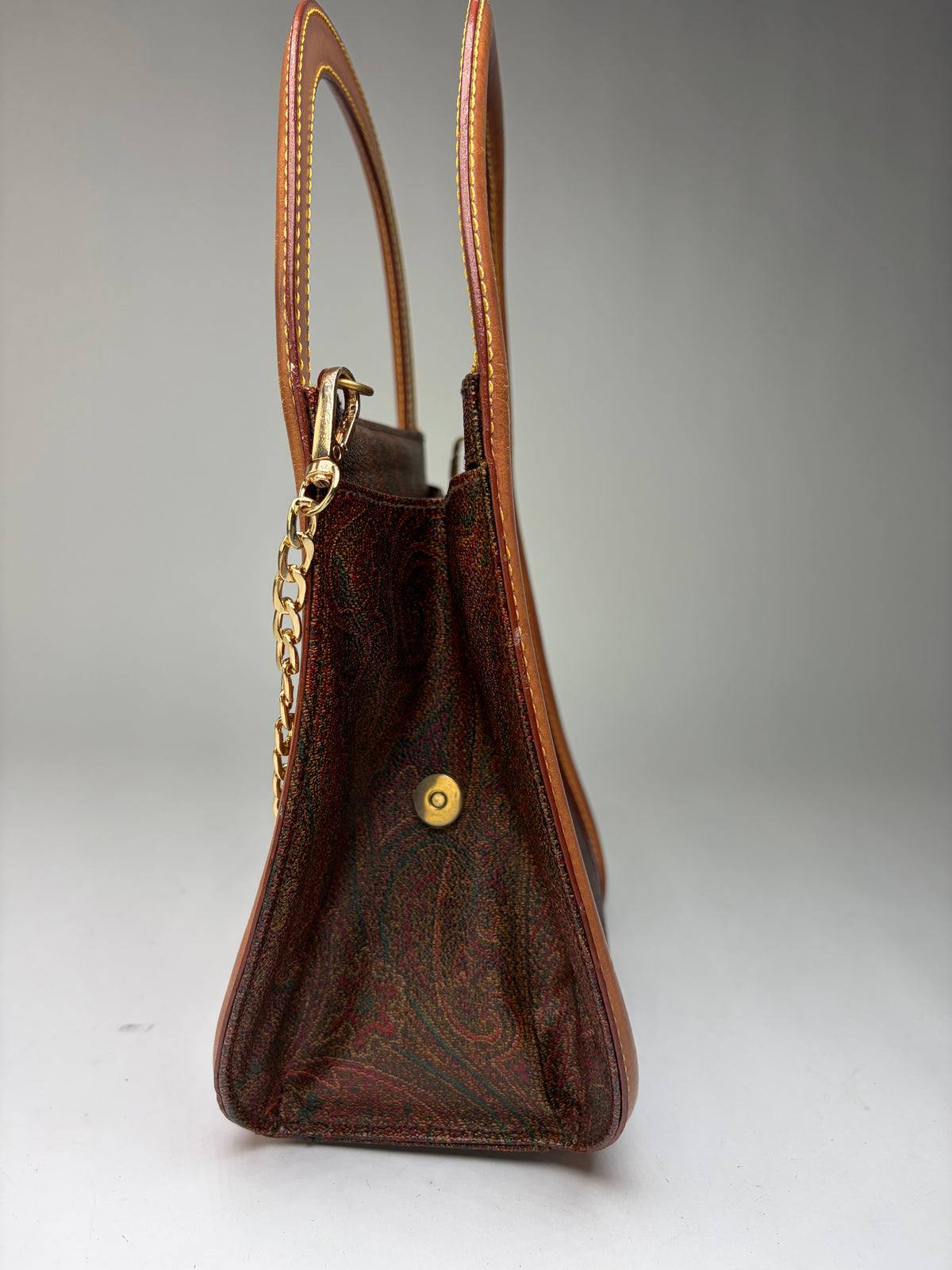 Vintage Etro Paisley Print Structured Top-Handle Bag Late 1990s Multicolor
