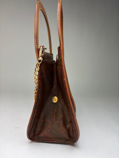 Vintage Etro Paisley Print Structured Top-Handle Bag Late 1990s Multicolor