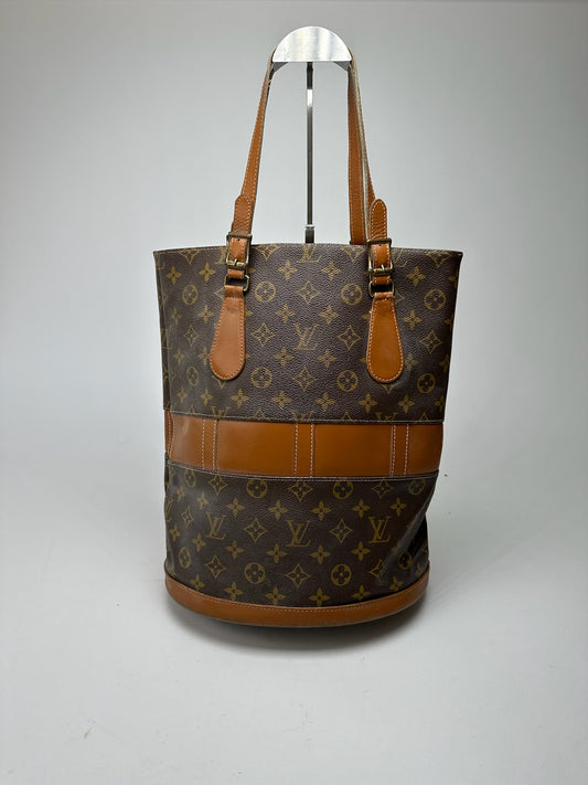 Vintage Louis Vuitton Leather Monogram Bucket bag brown