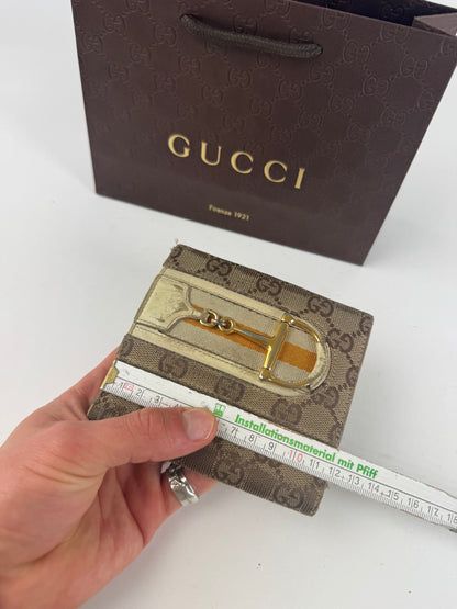 Vintage Gucci Leather / monogram wallet beige white orange