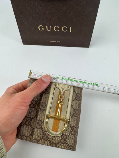 Vintage Gucci Leather / monogram wallet beige white orange