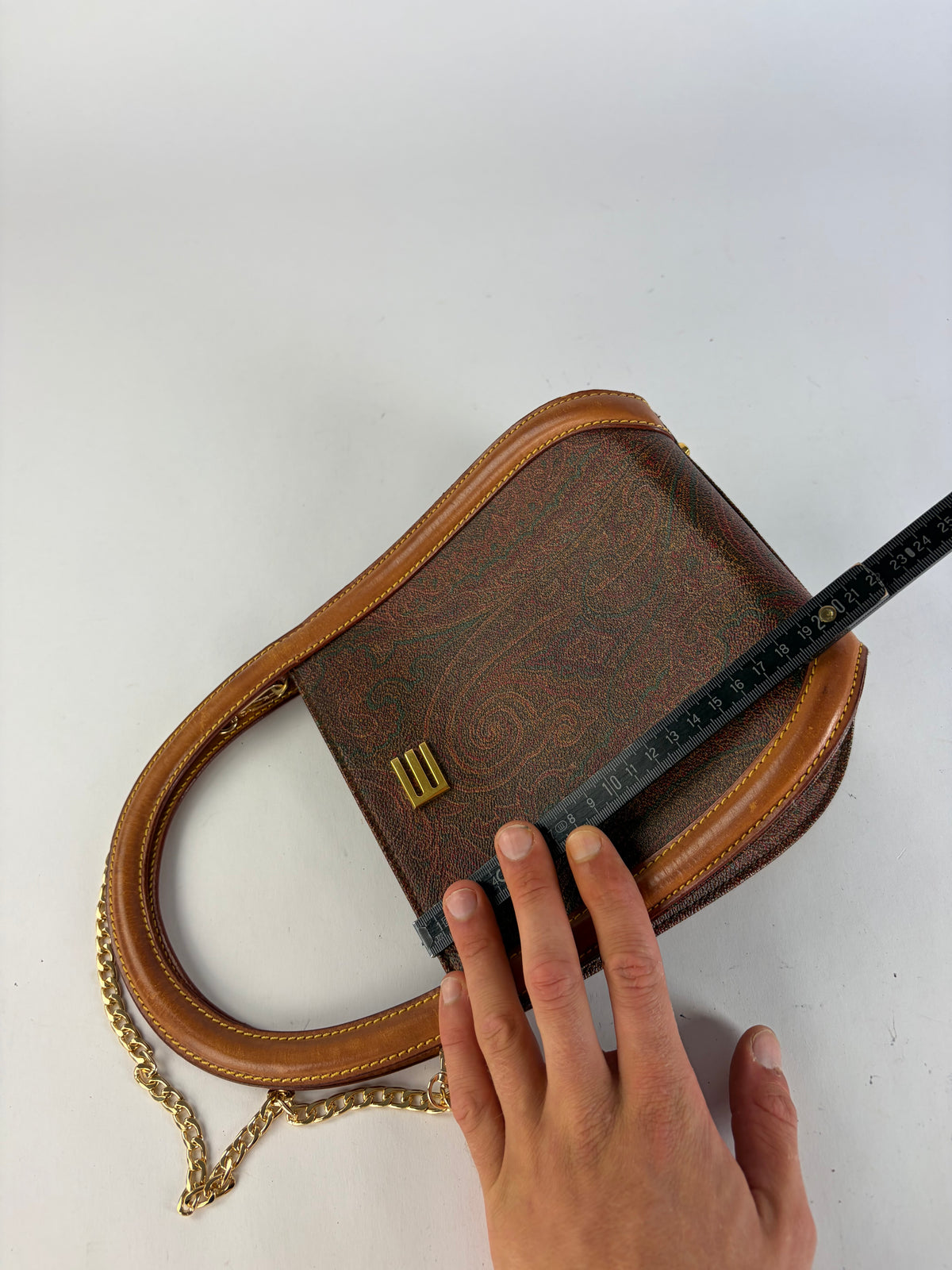 Vintage Etro Paisley Print Structured Top-Handle Bag Late 1990s Multicolor