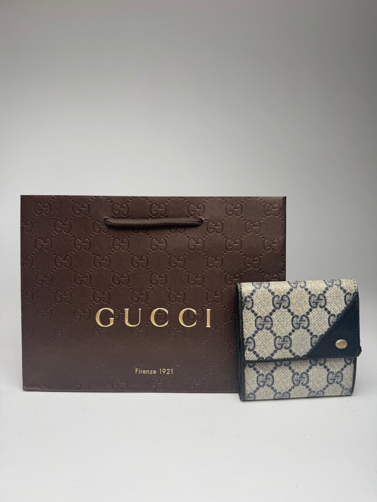 Vintage Gucci Ophidia Monogram Leather wallet black gray