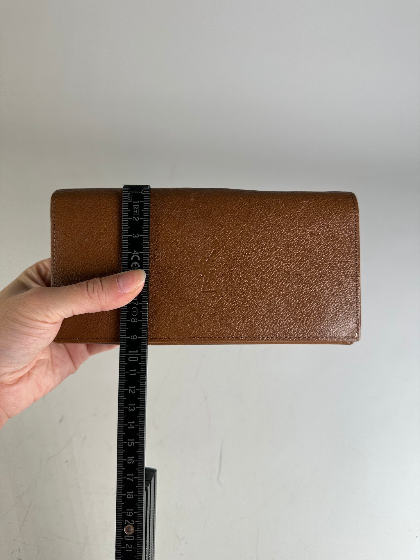 Vintage Yves Saint Laurent Leather Wallet Brown Gold-tone Clasp