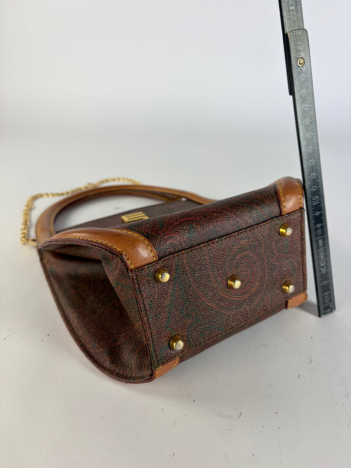 Vintage Etro Paisley Print Structured Top-Handle Bag Late 1990s Multicolor