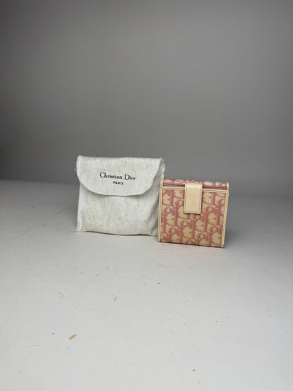 Vintage Dior Oblique Monogram Leather Wallet Pink White