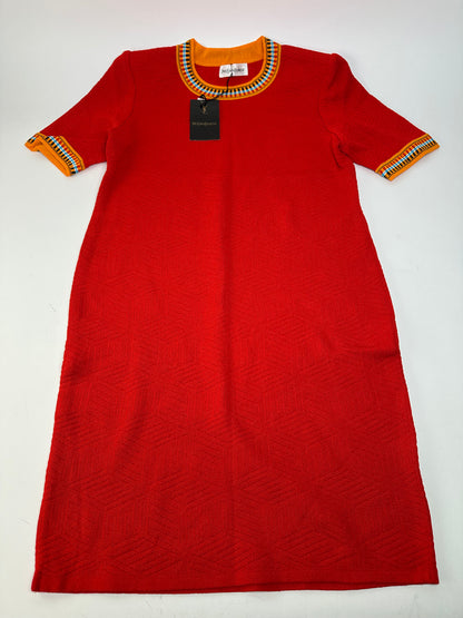 Vintage Yves Saint Laurent Knit Dress Red Multicolor M