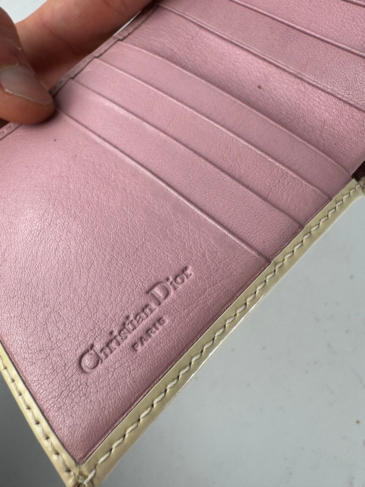Vintage Dior Oblique Monogram Leather Wallet Pink White