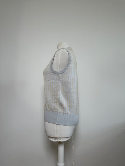 Vintage Dior CD Sports Cotton Sleeveless Sweater Light Blue Cream M