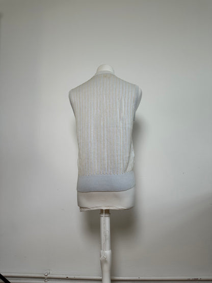 Vintage Dior CD Sports Cotton Sleeveless Sweater Light Blue Cream M