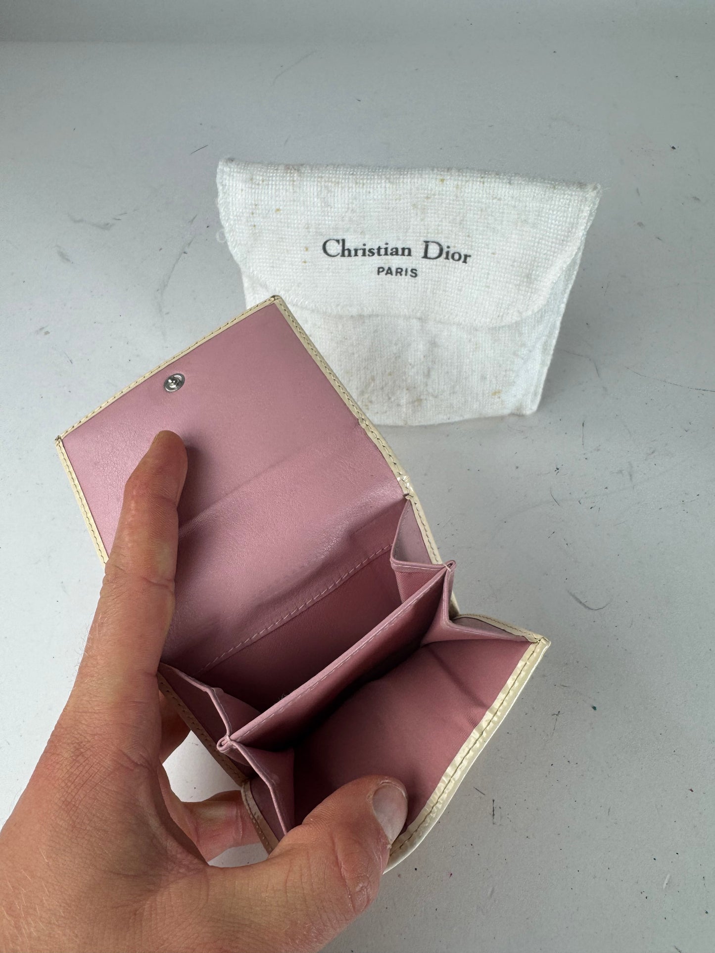 Vintage Dior Oblique Monogram Leather Wallet Pink White