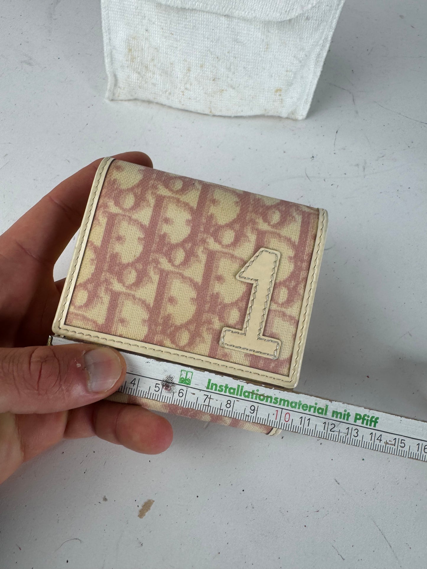 Vintage Dior Oblique Monogram Leather Wallet Pink White