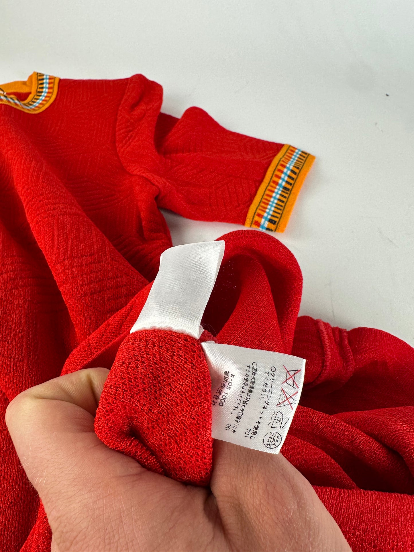 Vintage Yves Saint Laurent Knit Dress Red Multicolor M