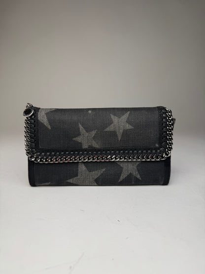 Vintage Stella Mc Cartney Star Emblossed Falabella Wallet Anthracite Black