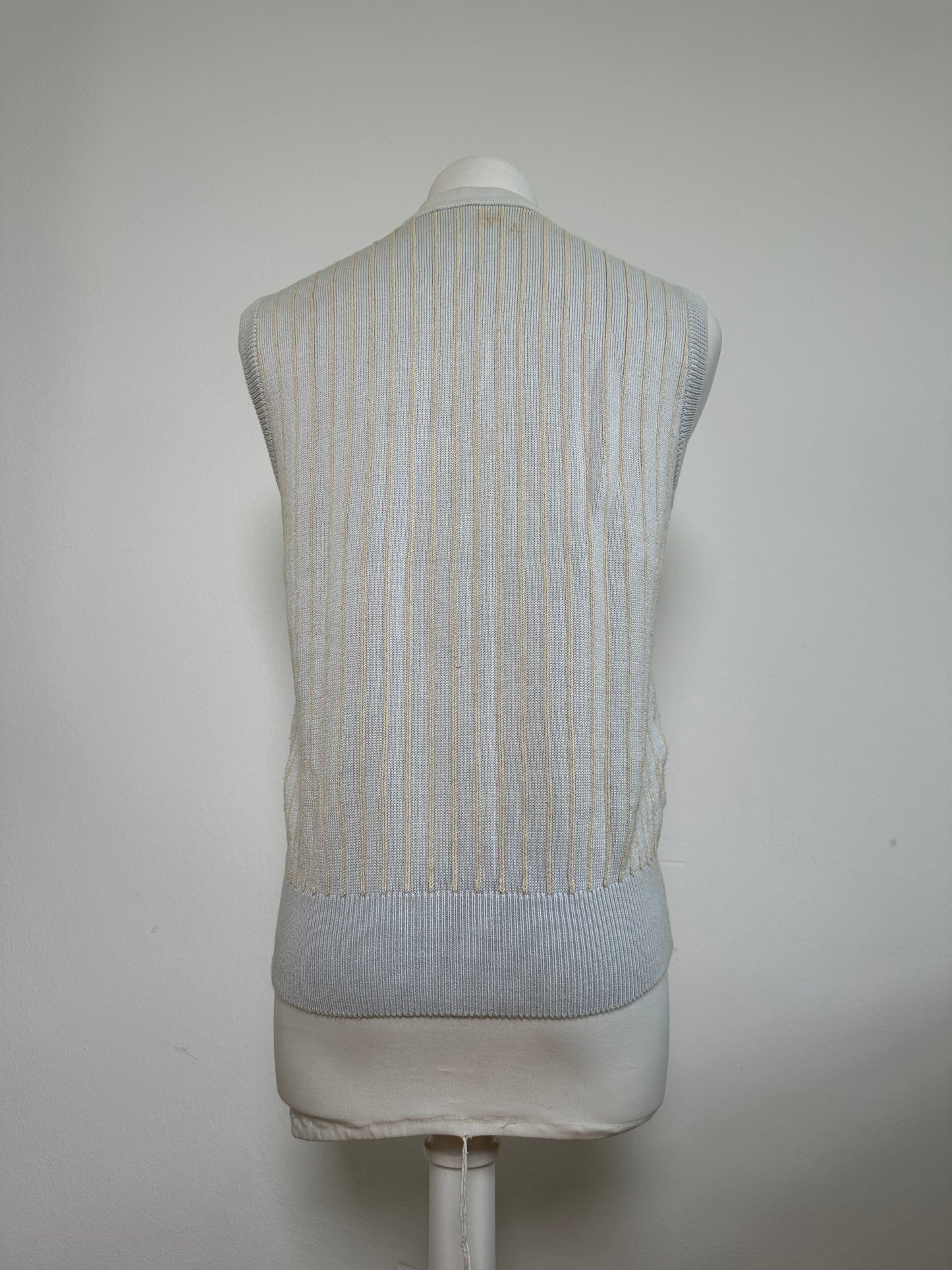 Vintage Dior CD Sports Cotton Sleeveless Sweater Light Blue Cream M