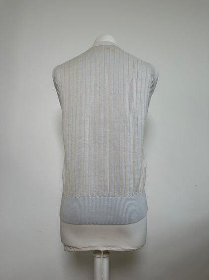 Vintage Dior CD Sports Cotton Sleeveless Sweater Light Blue Cream M