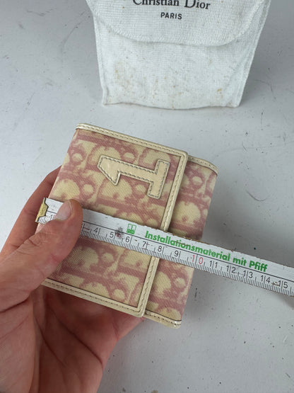 Vintage Dior Oblique Monogram Leather Wallet Pink White