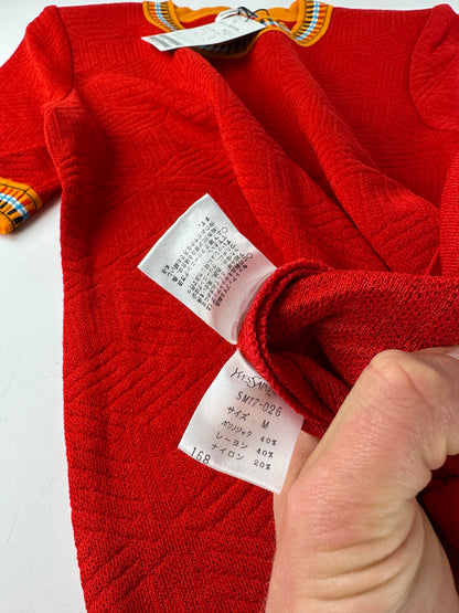 Vintage Yves Saint Laurent Knit Dress Red Multicolor M