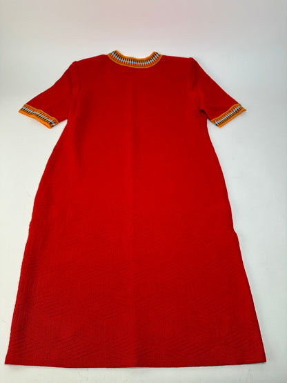Vintage Yves Saint Laurent Knit Dress Red Multicolor M