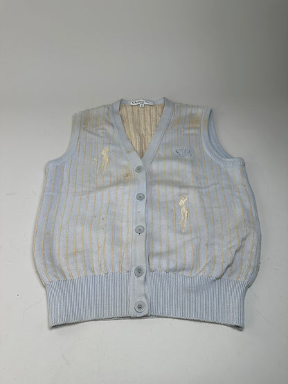 Vintage Dior CD Sports Cotton Sleeveless Sweater Light Blue Cream M