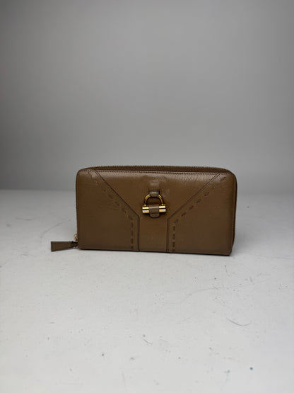 Vintage Yves Saint Laurent Zippy Leather Wallet Brown
