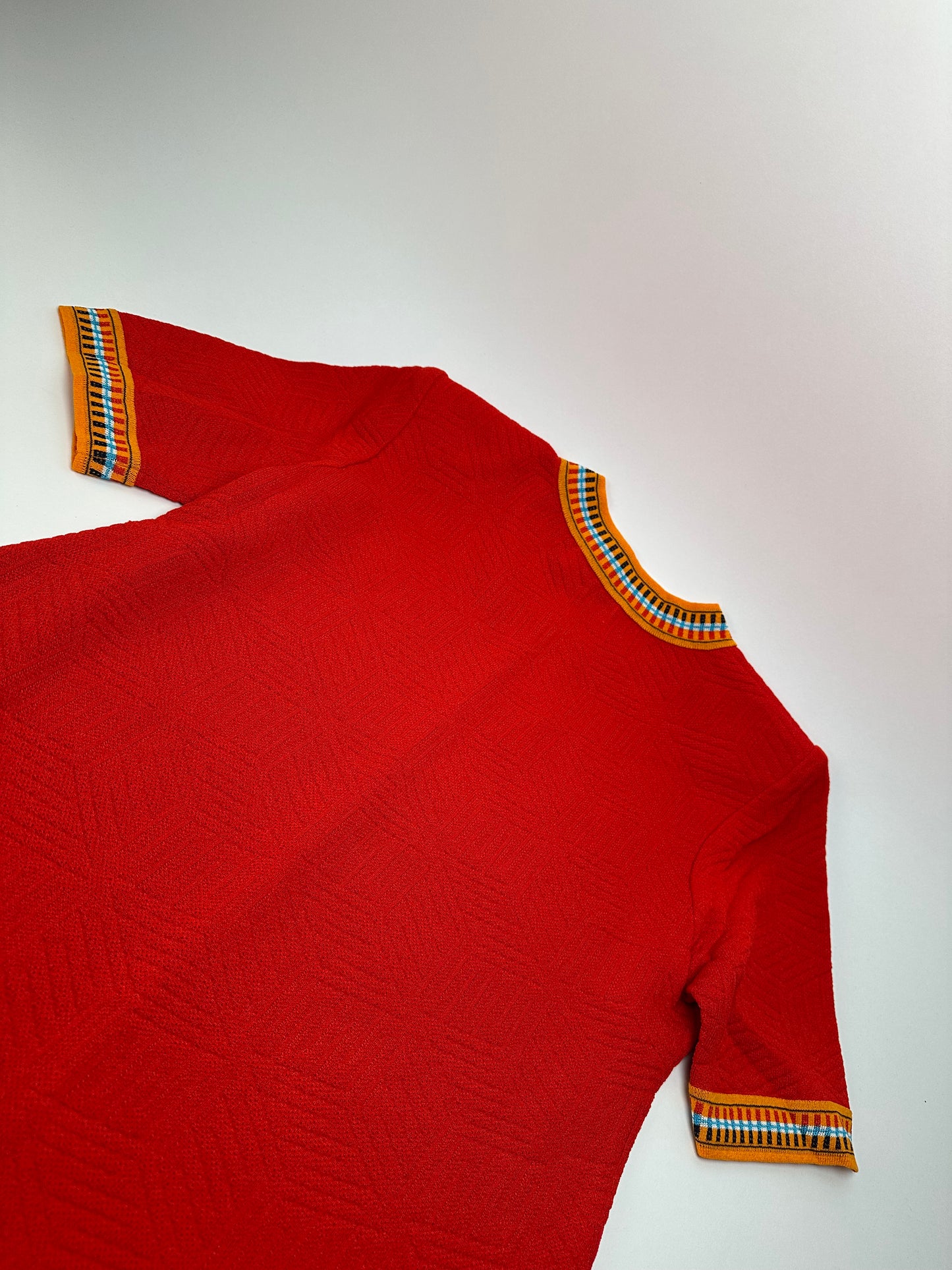 Vintage Yves Saint Laurent Knit Dress Red Multicolor M