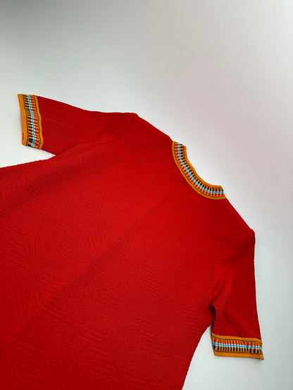Vintage Yves Saint Laurent Knit Dress Red Multicolor M