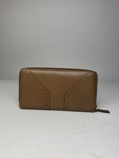 Vintage Yves Saint Laurent Zippy Leather Wallet Brown