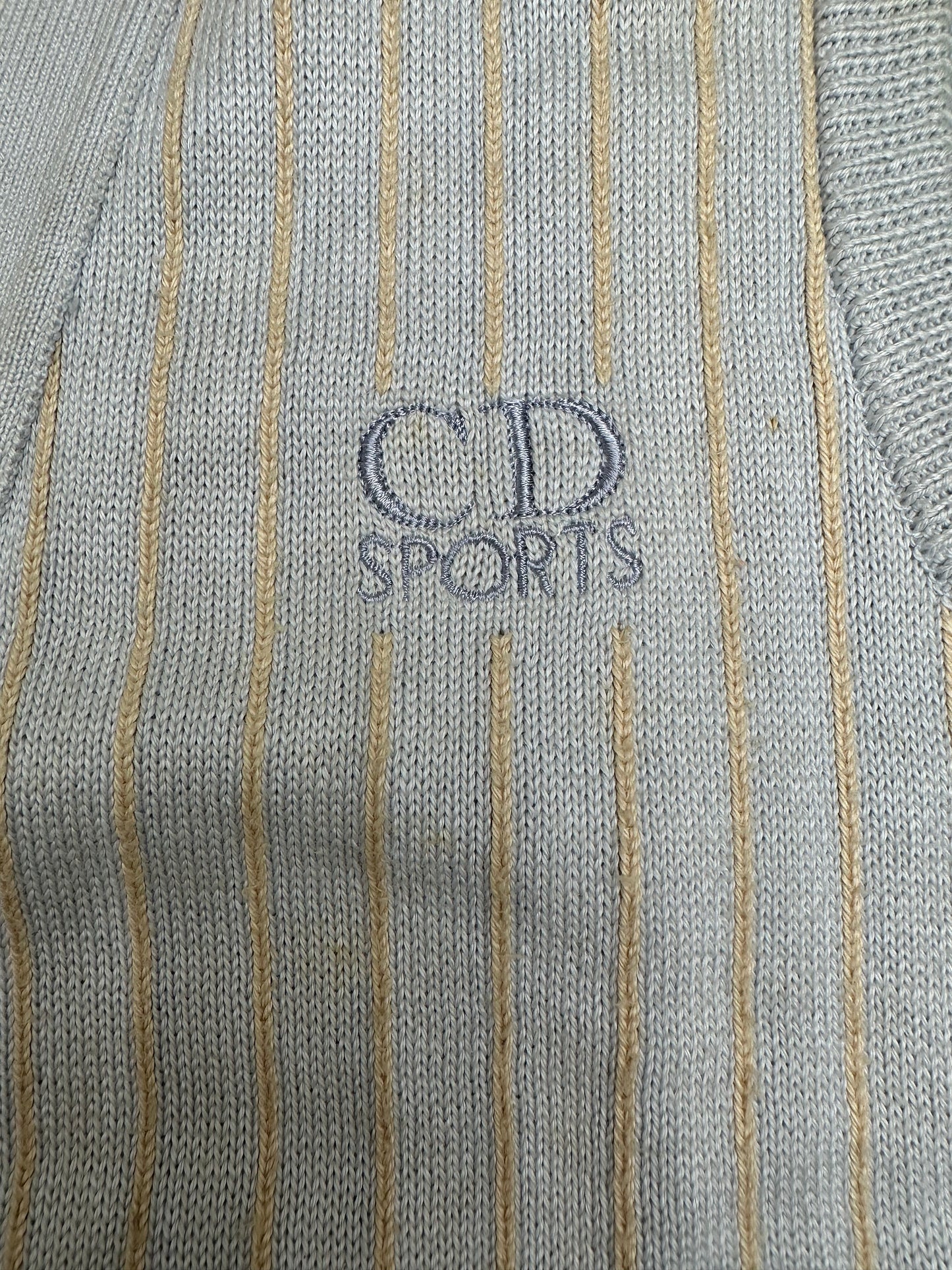 Vintage Dior CD Sports Cotton Sleeveless Sweater Light Blue Cream M