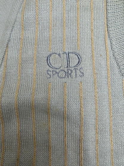 Vintage Dior CD Sports Cotton Sleeveless Sweater Light Blue Cream M