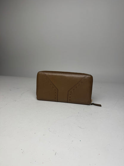Vintage Yves Saint Laurent Zippy Leather Wallet Brown