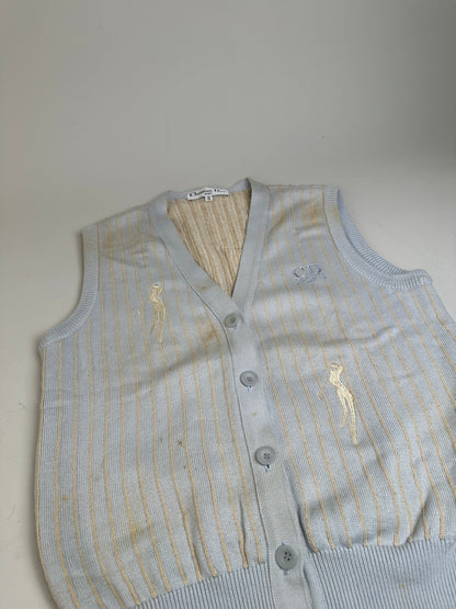 Vintage Dior CD Sports Cotton Sleeveless Sweater Light Blue Cream M