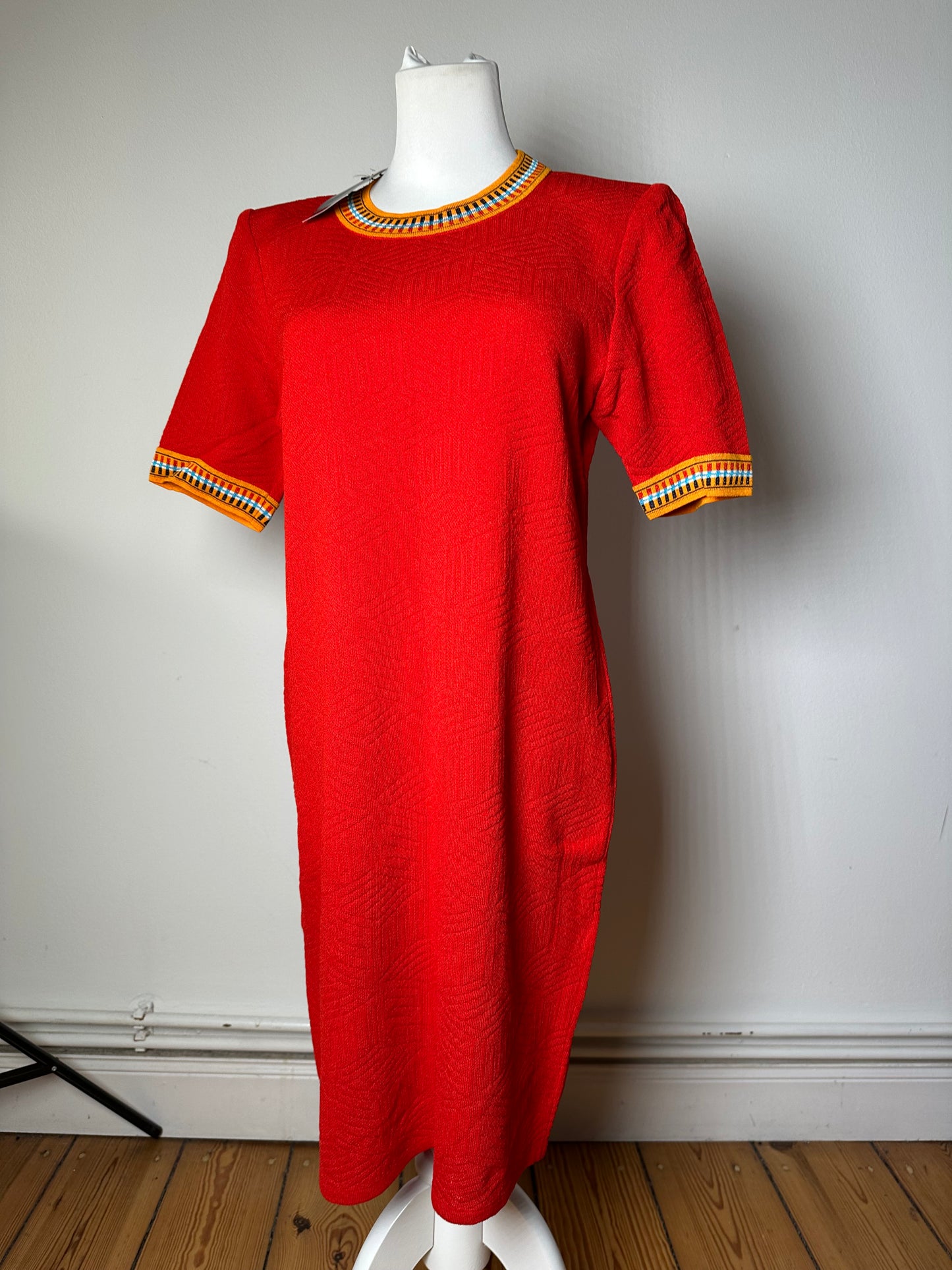 Vintage Yves Saint Laurent Knit Dress Red Multicolor M