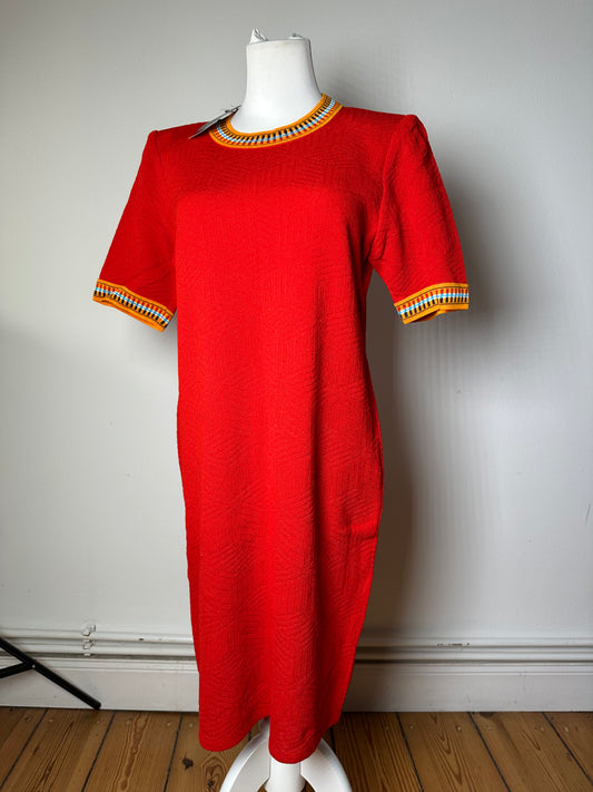 Vintage Yves Saint Laurent Knit Dress Red Multicolor M