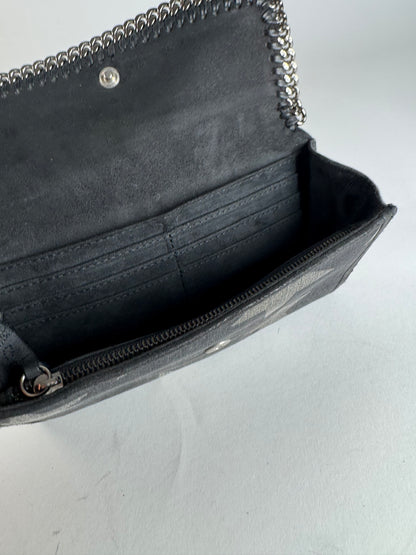 Vintage Stella Mc Cartney Star Emblossed Falabella Wallet Anthracite Black