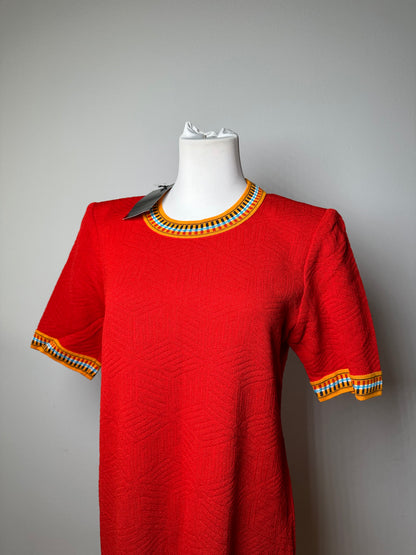 Vintage Yves Saint Laurent Knit Dress Red Multicolor M