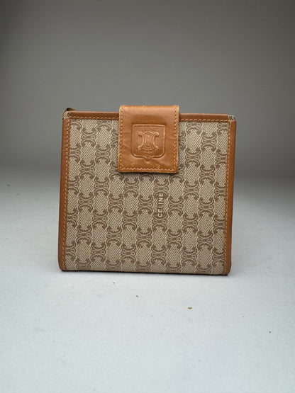 Vintage Celine Paris Monogram Leather wallet beige brown