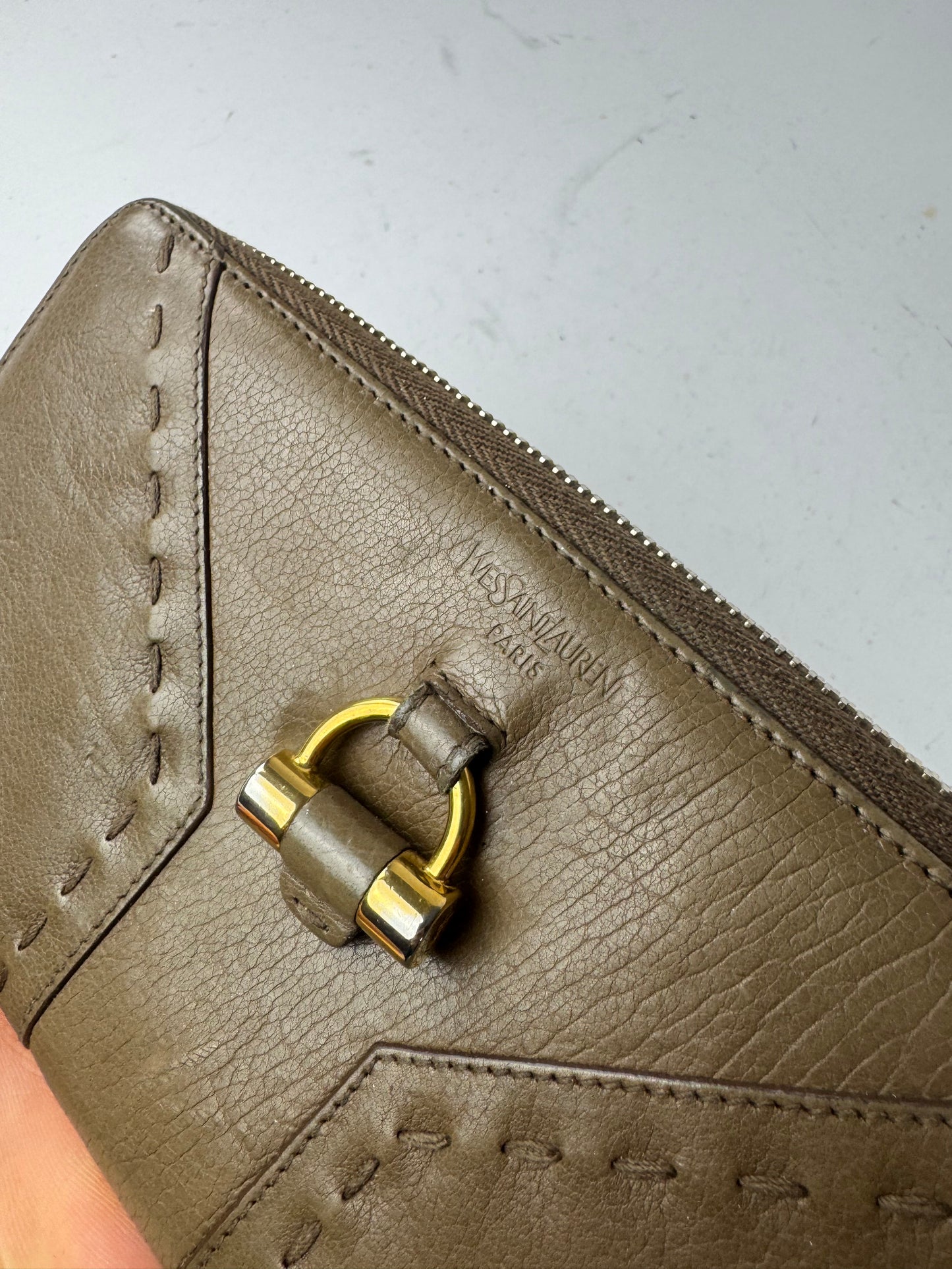 Vintage Yves Saint Laurent Zippy Leather Wallet Brown