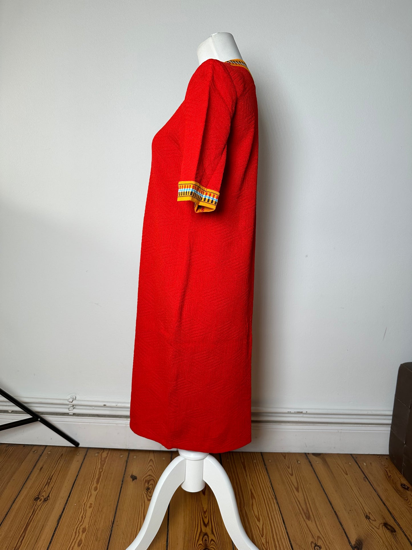 Vintage Yves Saint Laurent Knit Dress Red Multicolor M
