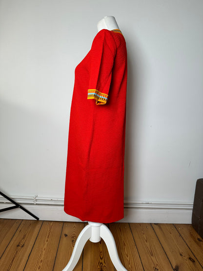 Vintage Yves Saint Laurent Knit Dress Red Multicolor M