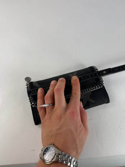 Vintage Stella Mc Cartney Star Emblossed Falabella Wallet Anthracite Black